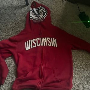Red and white Wisconsin badgers zip-up full hoodie